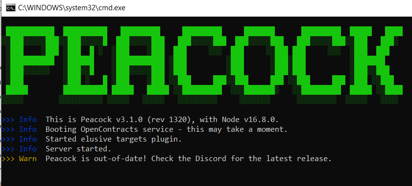 Out of date Peacock warning
